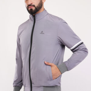 YAQR Men’s Windproof Bomber Jacket | 2-Layer Polyester Jacket with Striped Sleeve | Light Winter Wear for Men
