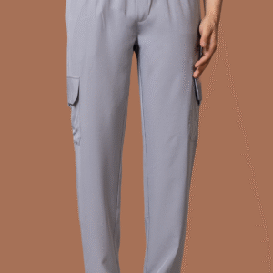 YAQR NS Lycra Men's Grey Cargo Track Pants with Dual Knee Flap & Zip Pockets