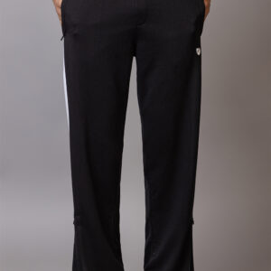 YAQR Men's Cotton Blend Loop Knit Track Pant with Zip Pockets & Side Stripes – Black