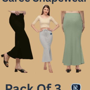YAQR Saree Shapewear Petticoat for Women – Pack of 3, Stretchable Slim Fit Underskirt for Saree