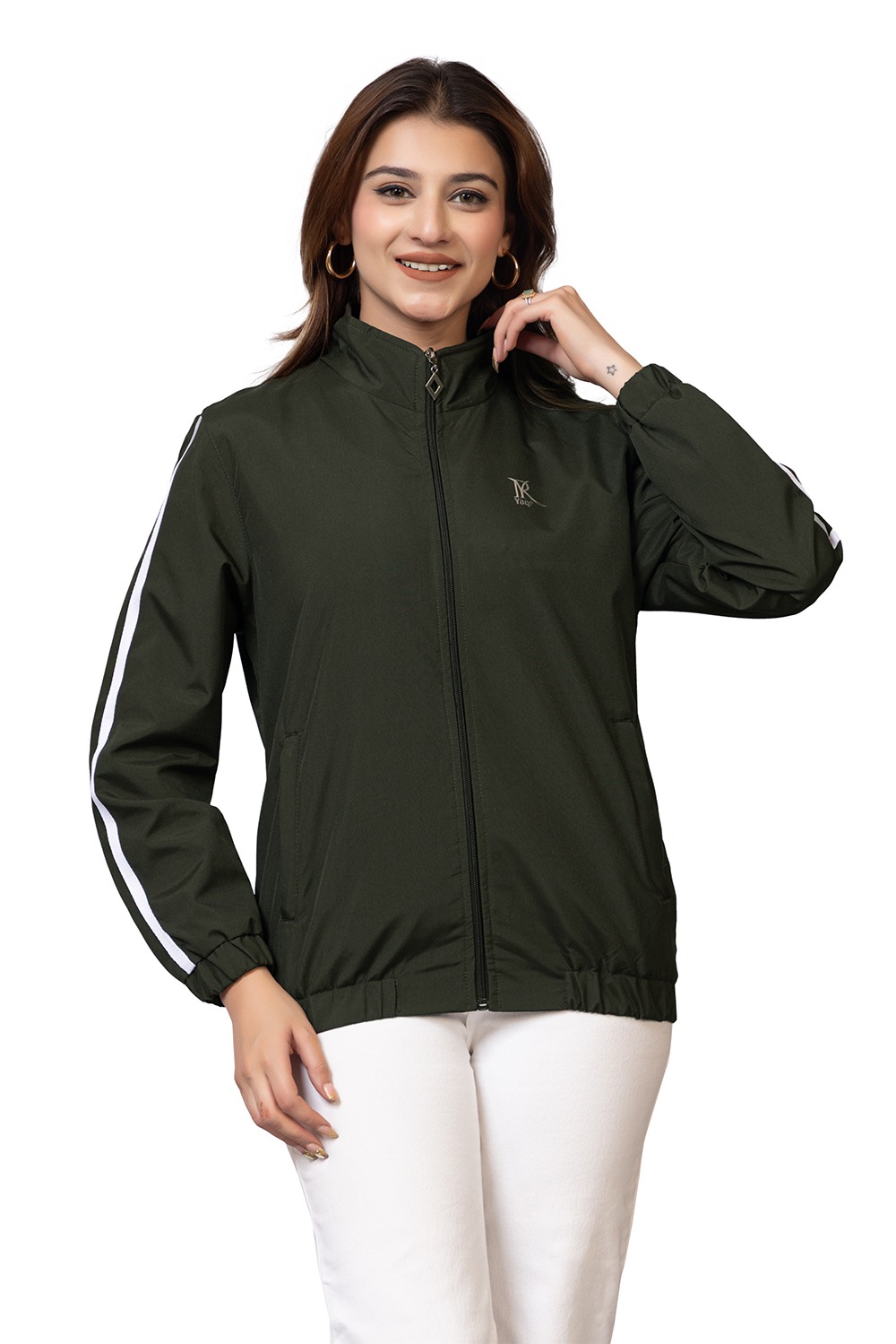 YAQR Women’s Regular Fit Windcheater Jacket Lightweight Windproof Polyester Jacket for Mild Winter Zipper Pockets, Elastic Hem & Easy Wash (2)