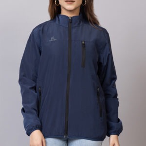 Yaqr Women’s Windcheater Biker Jacket | Lightweight Polyester Outerwear | Windproof Stylish Jacket with Multiple Zipper Pockets & Logo | Ideal for Light Winter & Riding