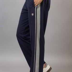 Men Solid Regular Fit Track Pants with Side Stripe & Zipper Pockets
