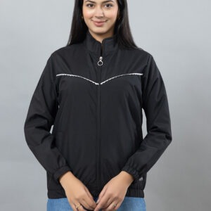 Women Black Windcheater Jacket | Nylon Windproof Jacket