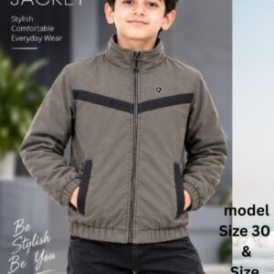 YAQR Boys Black Grey Winter Jacket | Fur Lining